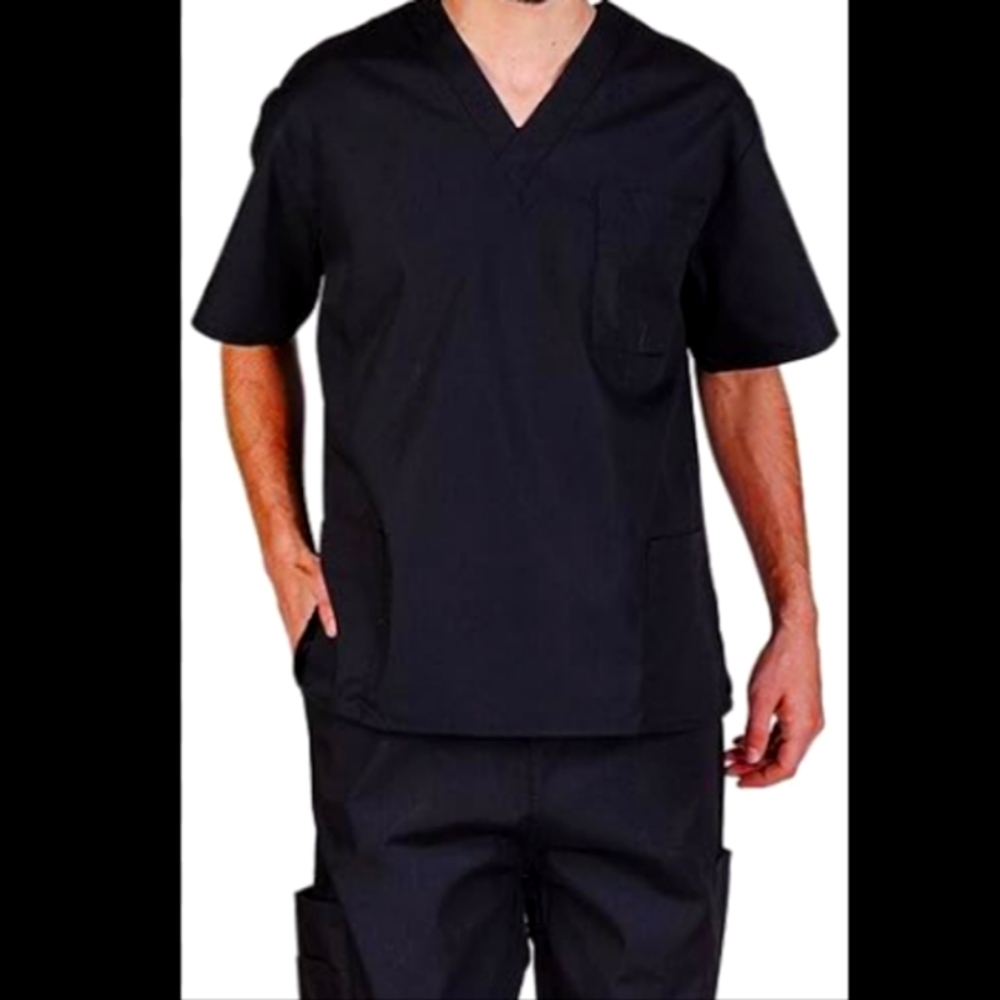 Natural uniform black scrub top